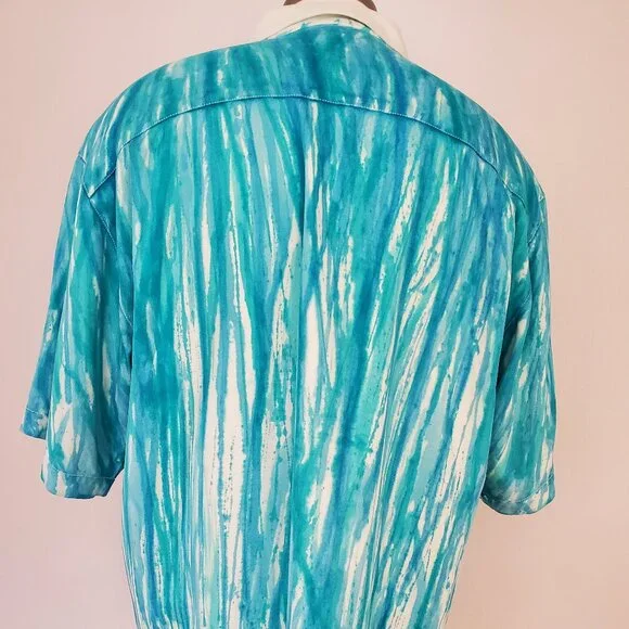 Painted Tommy bahama silk shirt blue stripe white XL limited edition collector